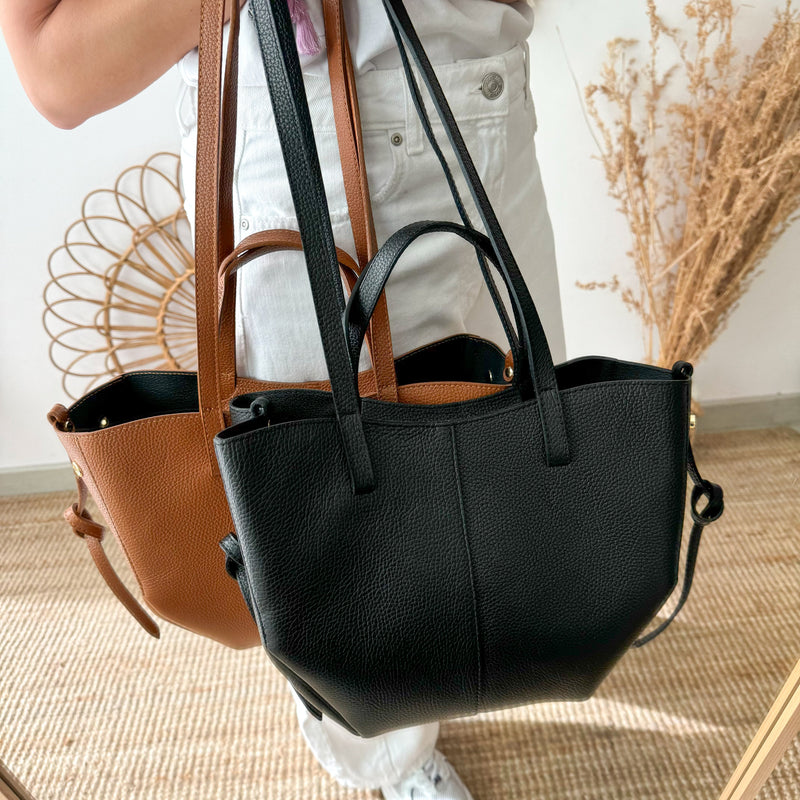 Bolso tote piel negro