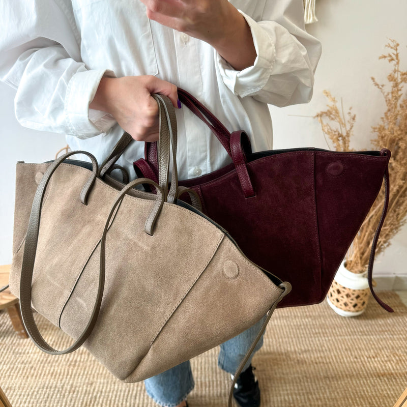 Bolso tote serraje taupe