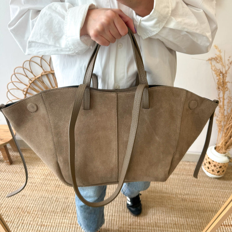 Bolso tote serraje taupe