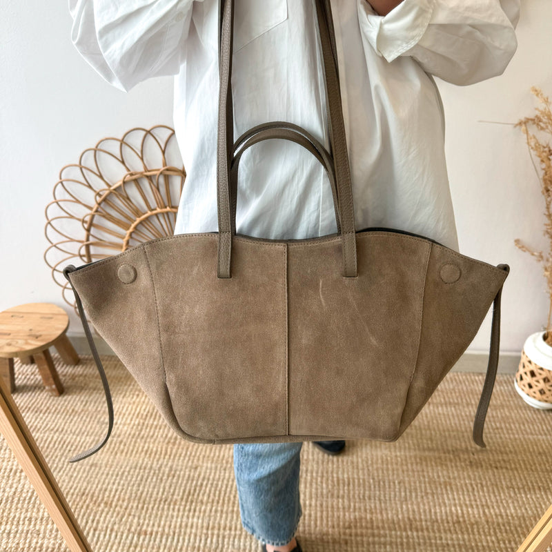 Bolso tote serraje taupe