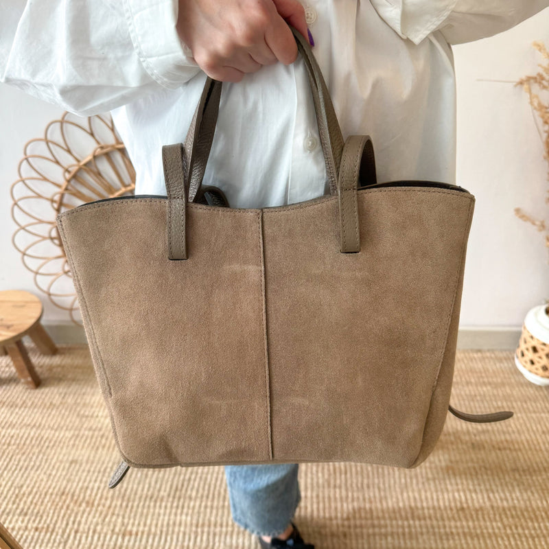 Bolso tote serraje taupe