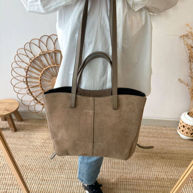 Bolso tote serraje taupe