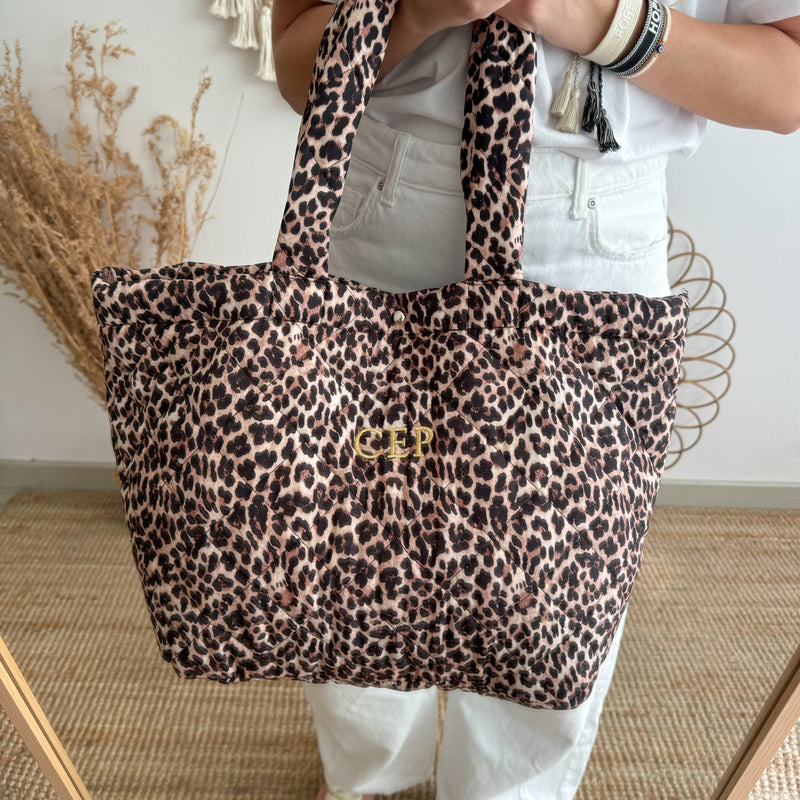 Bolso tela acolchado estampado animal print