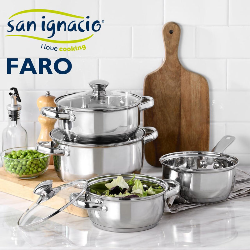 Set de Batería de Cocina 7 Piezas San Ignacio Faro Acero Inoxidable