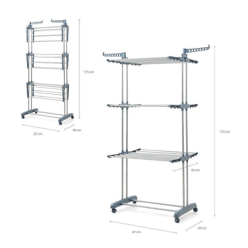 Tendedero Vertical Plegable con Ruedas Dolver 24 Barras InnovaGoods